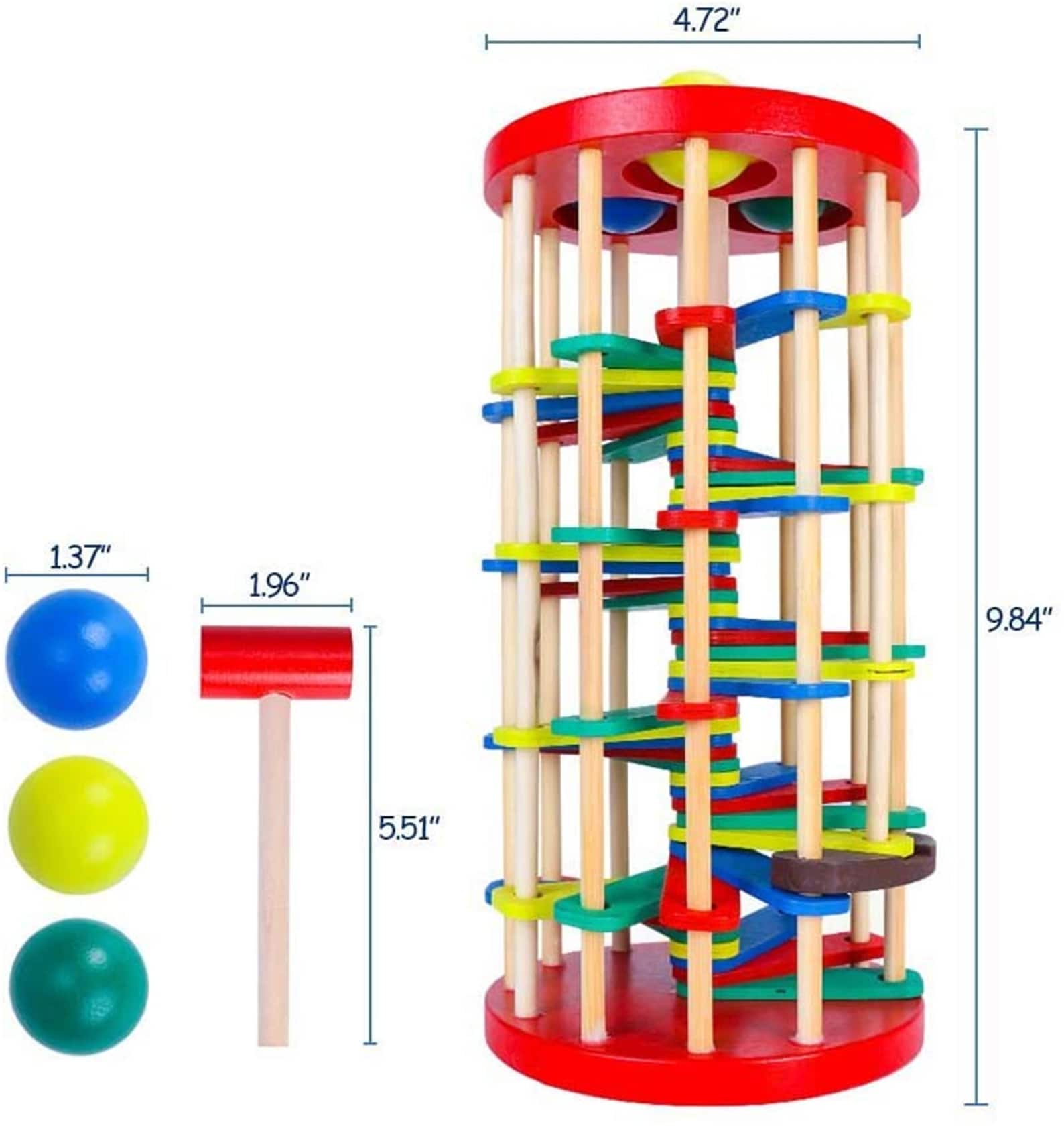 Wooden Ball Drop Toy Kids Pounding Bench Hammer Pound Roll Etsy