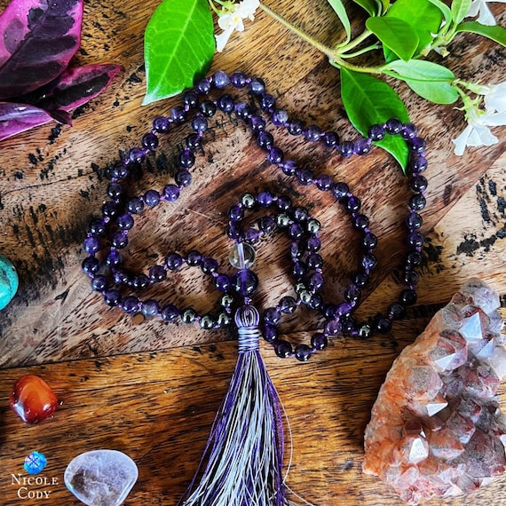 Amethyst Hematite Mala – Ethically Sourced Crystal Prayer Beads