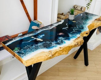 Live Edge Entry Table, Epoxy Resin Console, Maple Epoxy River Console, Epoxy River Console, Epoxy Entryway Table, Custom Epoxy Console