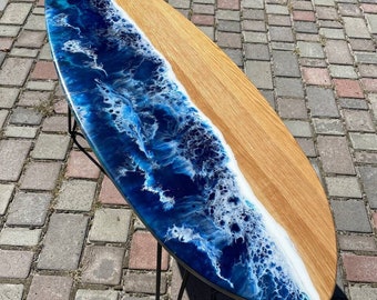 Unique Surfboard Coffee Table, Resin Art Beach Decor, Modern Surfboard Living Room Center Table, Unique Sofa Table, Gift For Surfer
