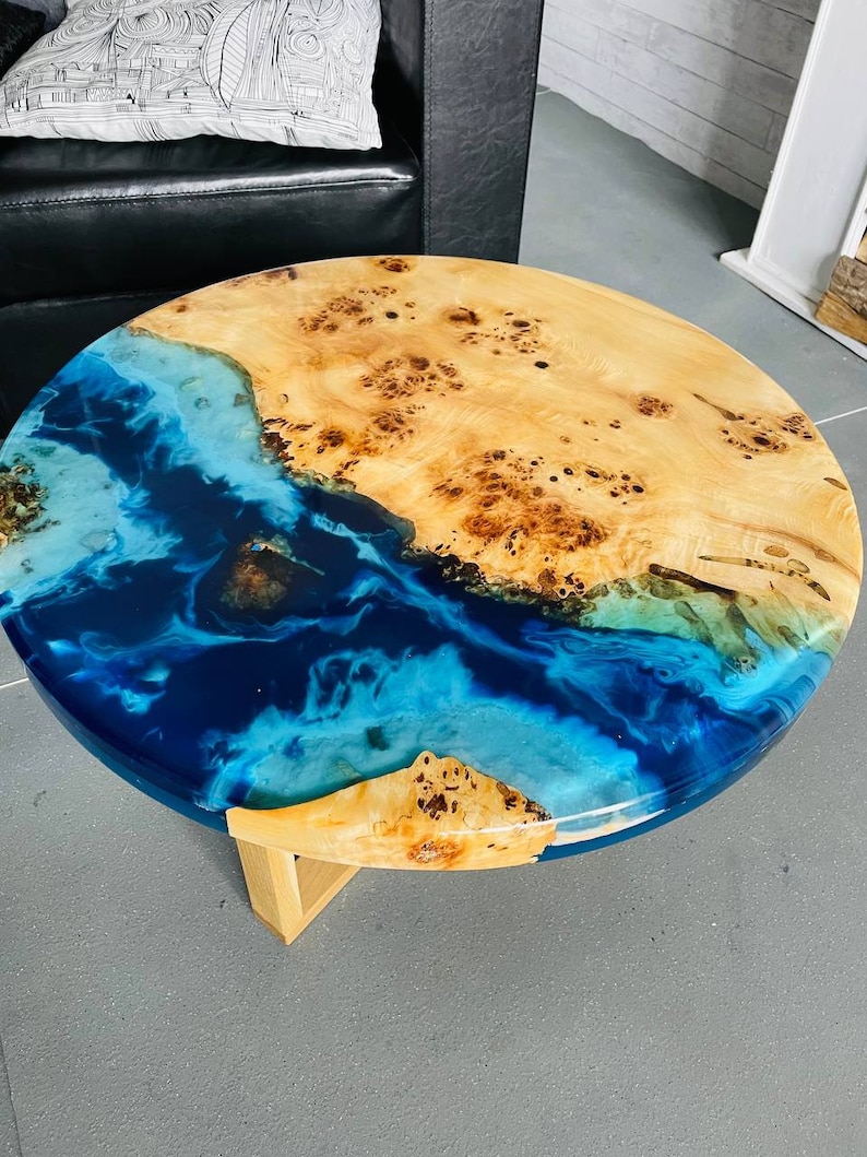 Epoxy River Coffee Table Round Resin Coffee Table Modern Etsy