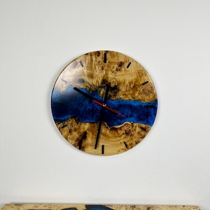 Custom Made Wood Wall Clock, Made to order Epoxy Resin  Wood Wall Clock, Wood Clock, Live Edge Rustic Transparent Resin, Epoxy Wall Art