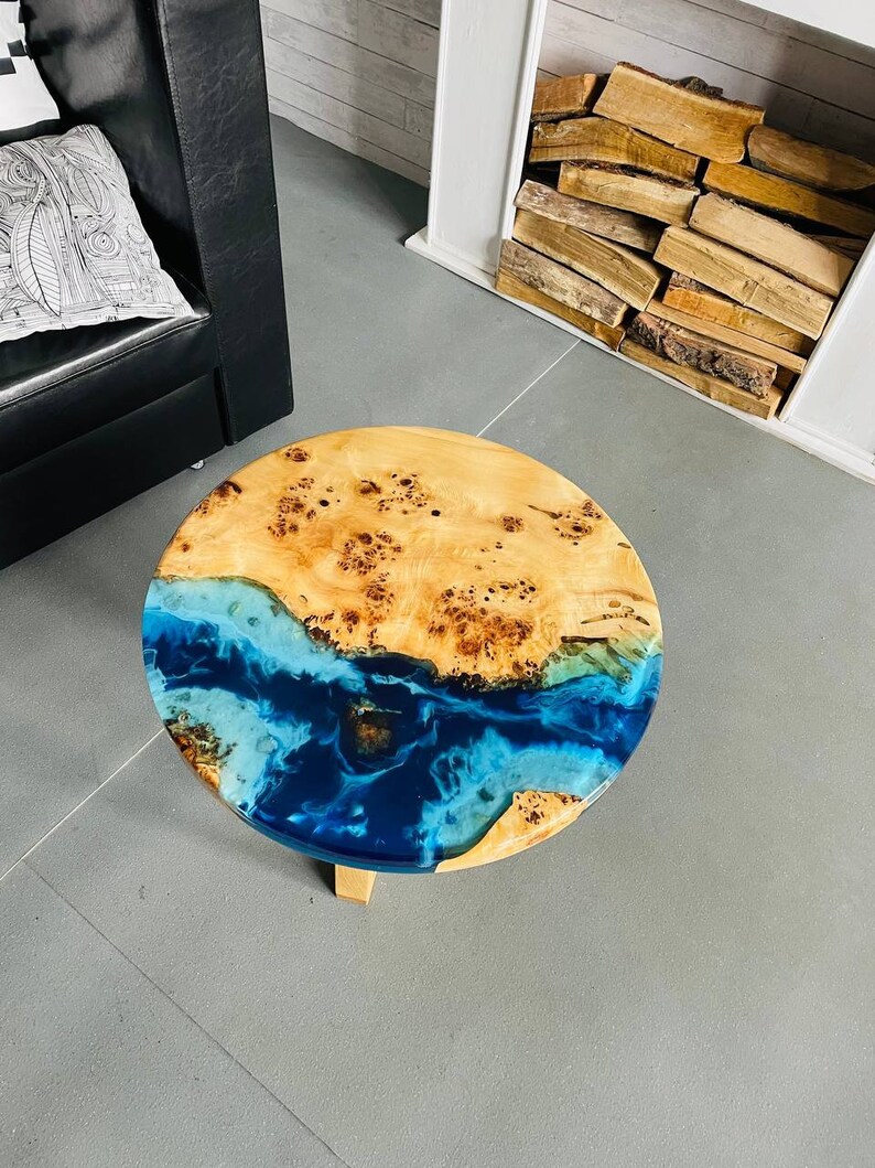 Epoxy River Coffee Table Round Resin Coffee Table Modern Etsy