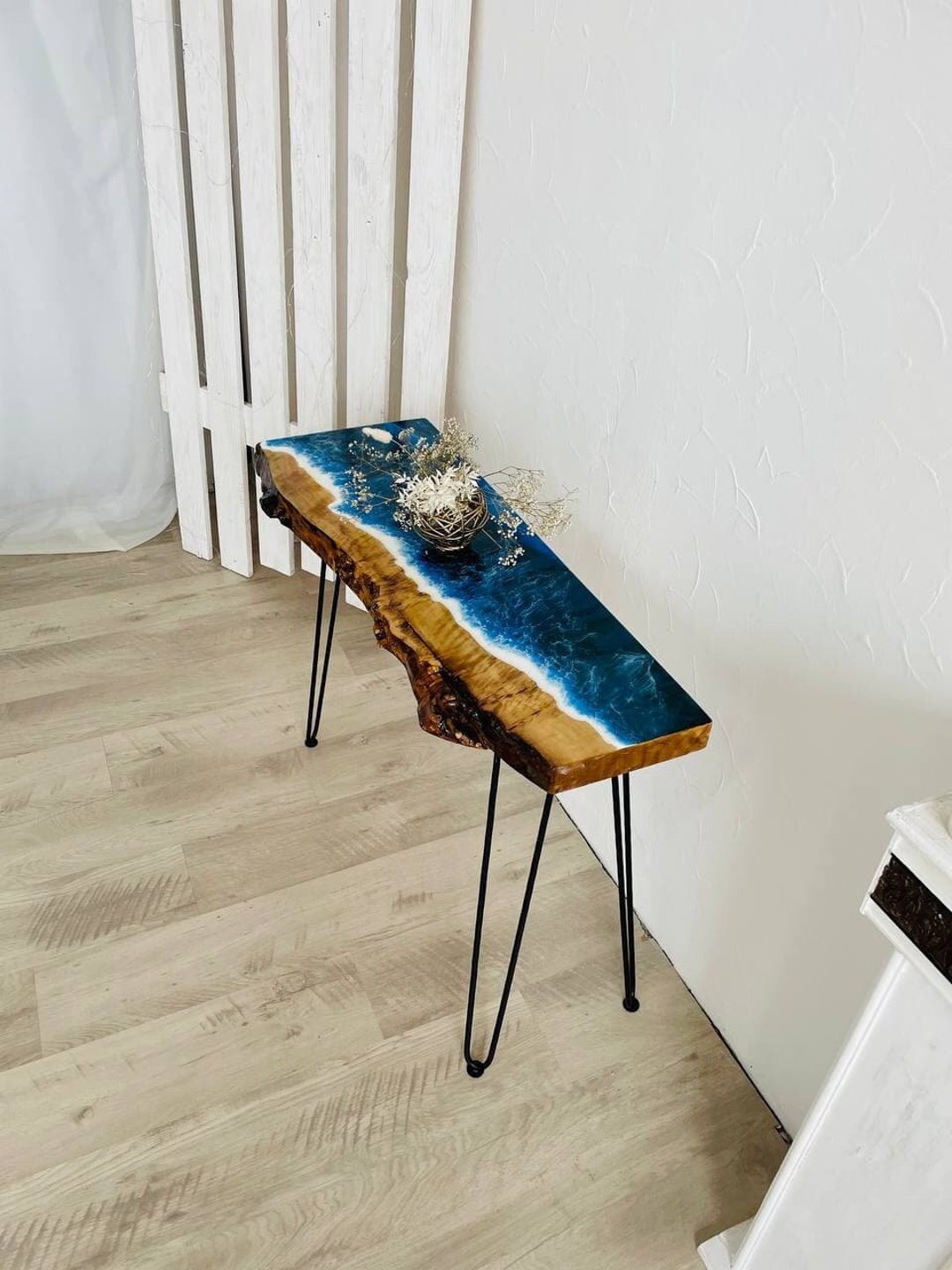 Epoxy Resin Console, Wood Console Table, Entryway Table, Epoxy