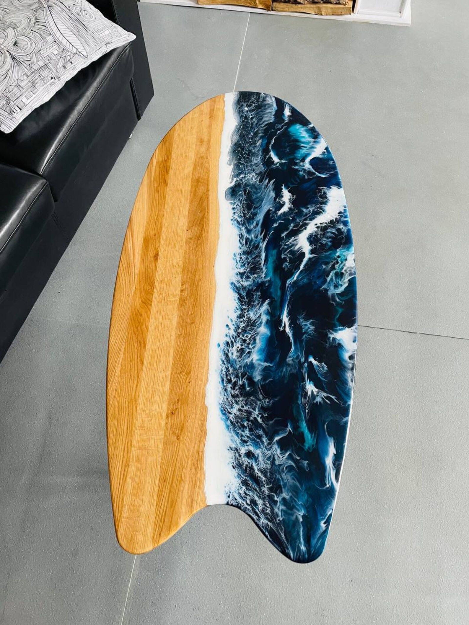 Surfboard With Epoxy Resin Ocean Waves Surfboard Wall Decor Etsy