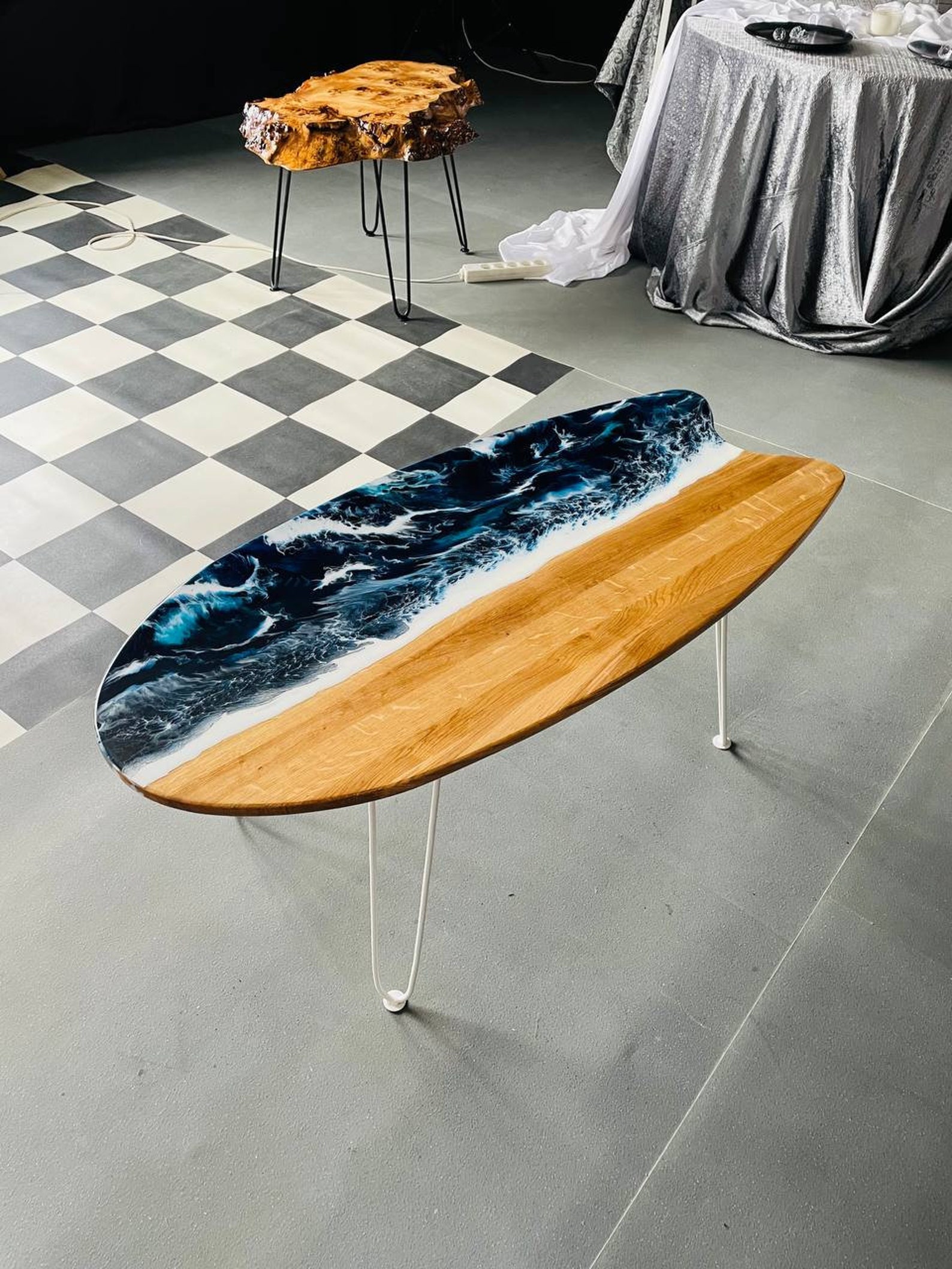 Surfboard With Epoxy Resin Ocean Waves Surfboard Wall Decor Etsy