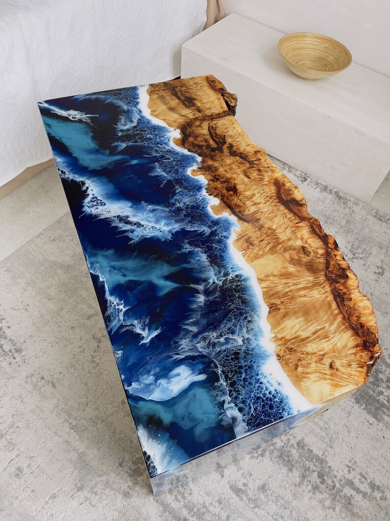 Epoxy Resin Ocean Coffee Table Home Decor Table Blue Epoxy Etsy