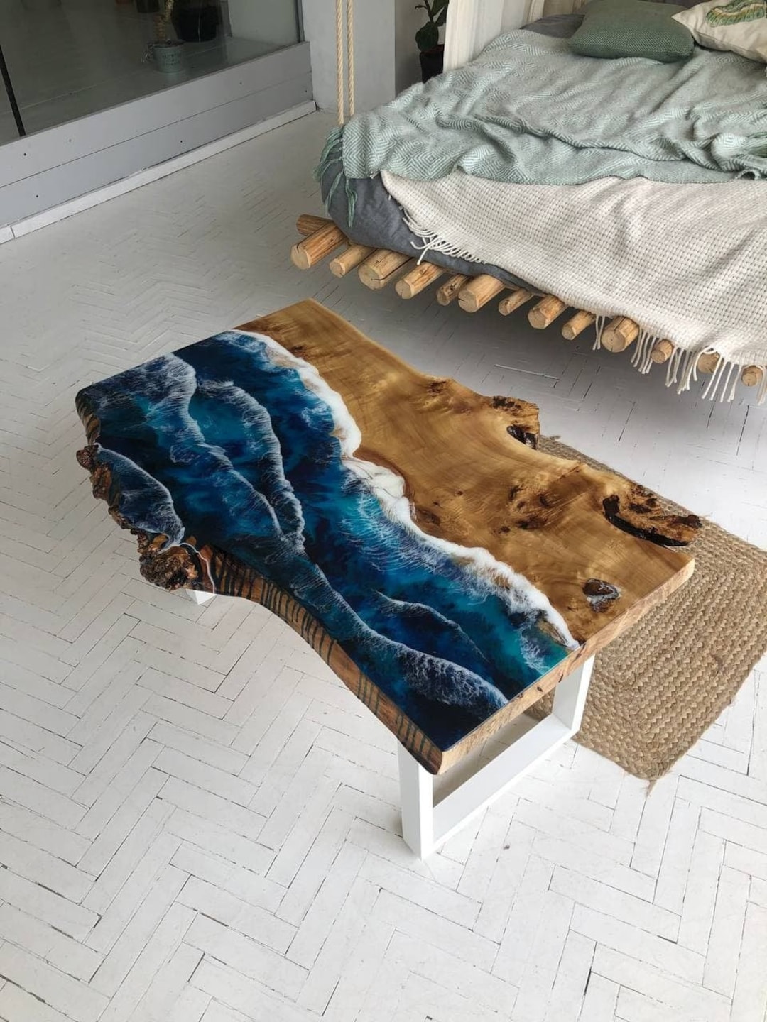 Custom Epoxy Coffee Table Live Edge River Table Ocean Epoxy - Etsy