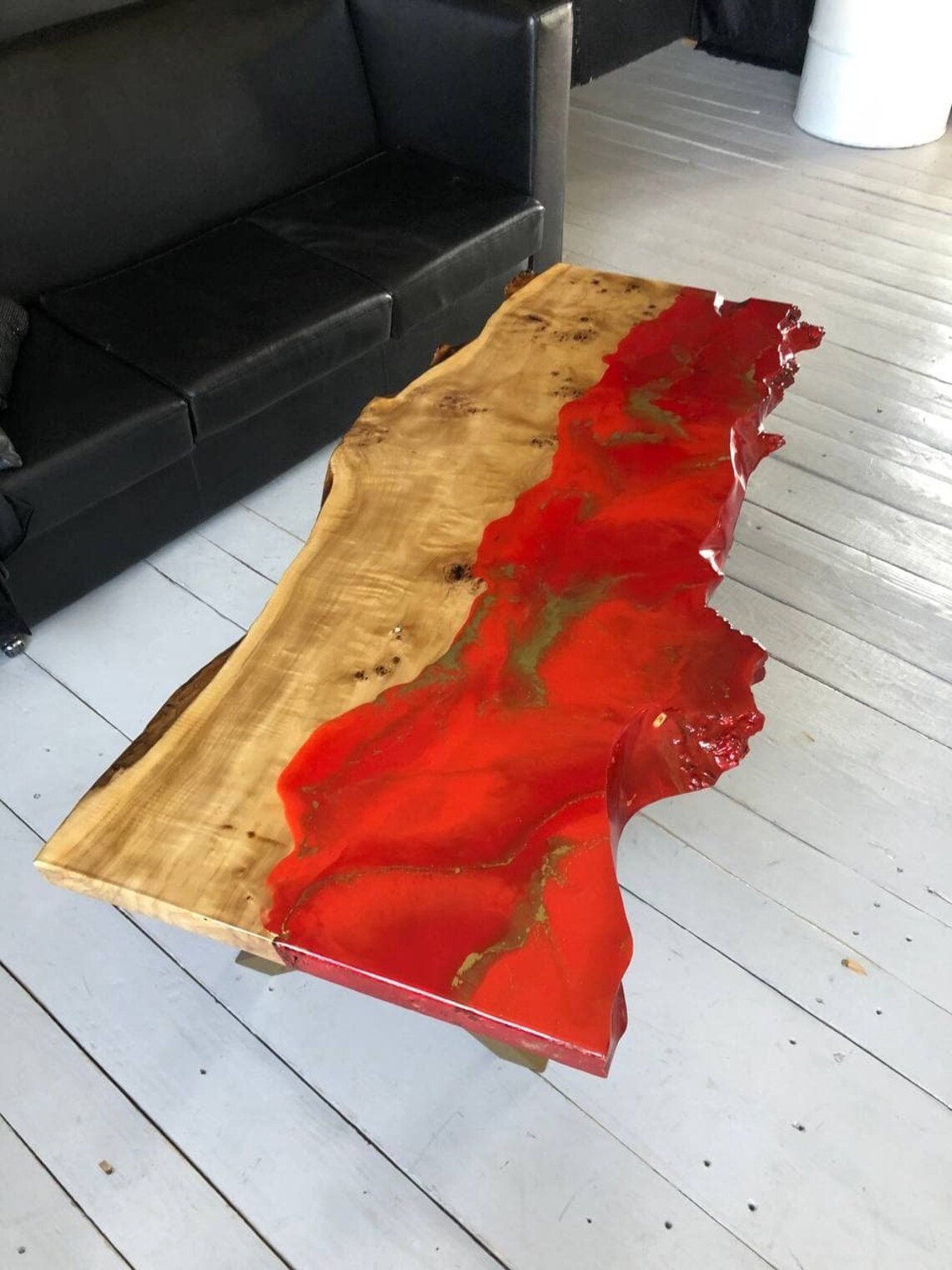 Epoxy Resin Coffee Table Red Coffee Table Live Edge Coffee Etsy