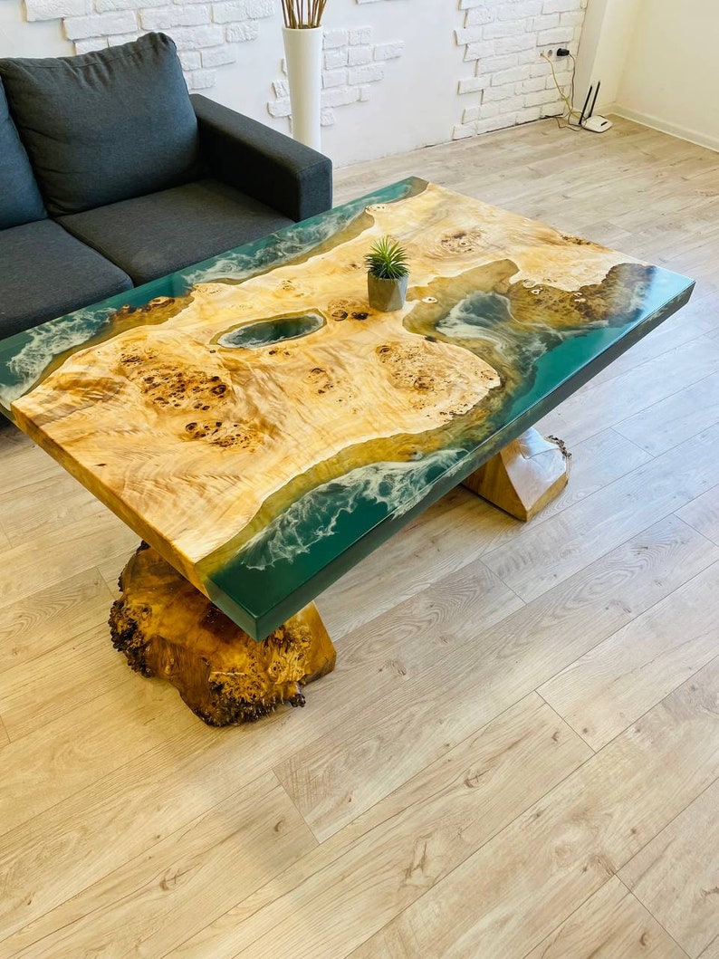 Custom Live Edge Epoxy Dining Table Solid Wood Dining Table Etsy