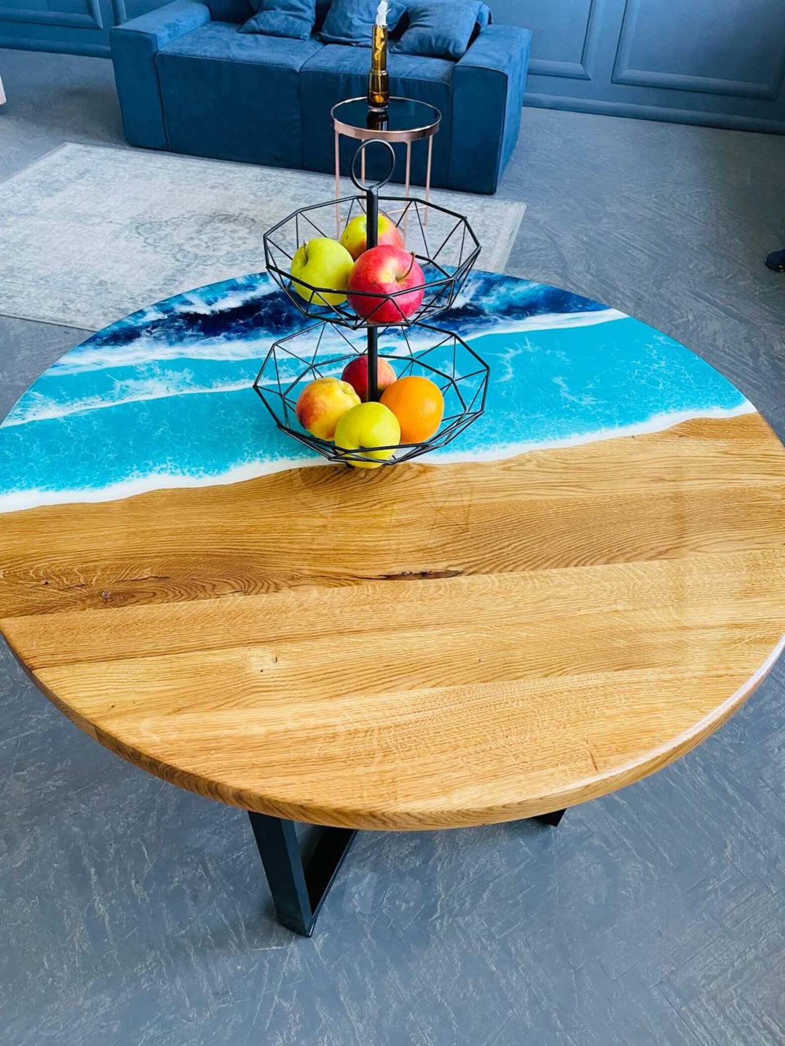 Round Oak Wood Table Custom River Table Round Dining Tables Etsy