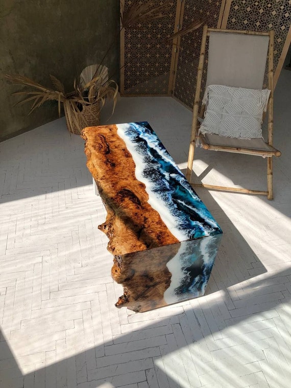Resin Coffee Table Live Edge Coffee Table Custom Epoxy Wood Slab Table Ocean Epoxy Table Accent Living Room Table Art Deco Sofa Table Etsy