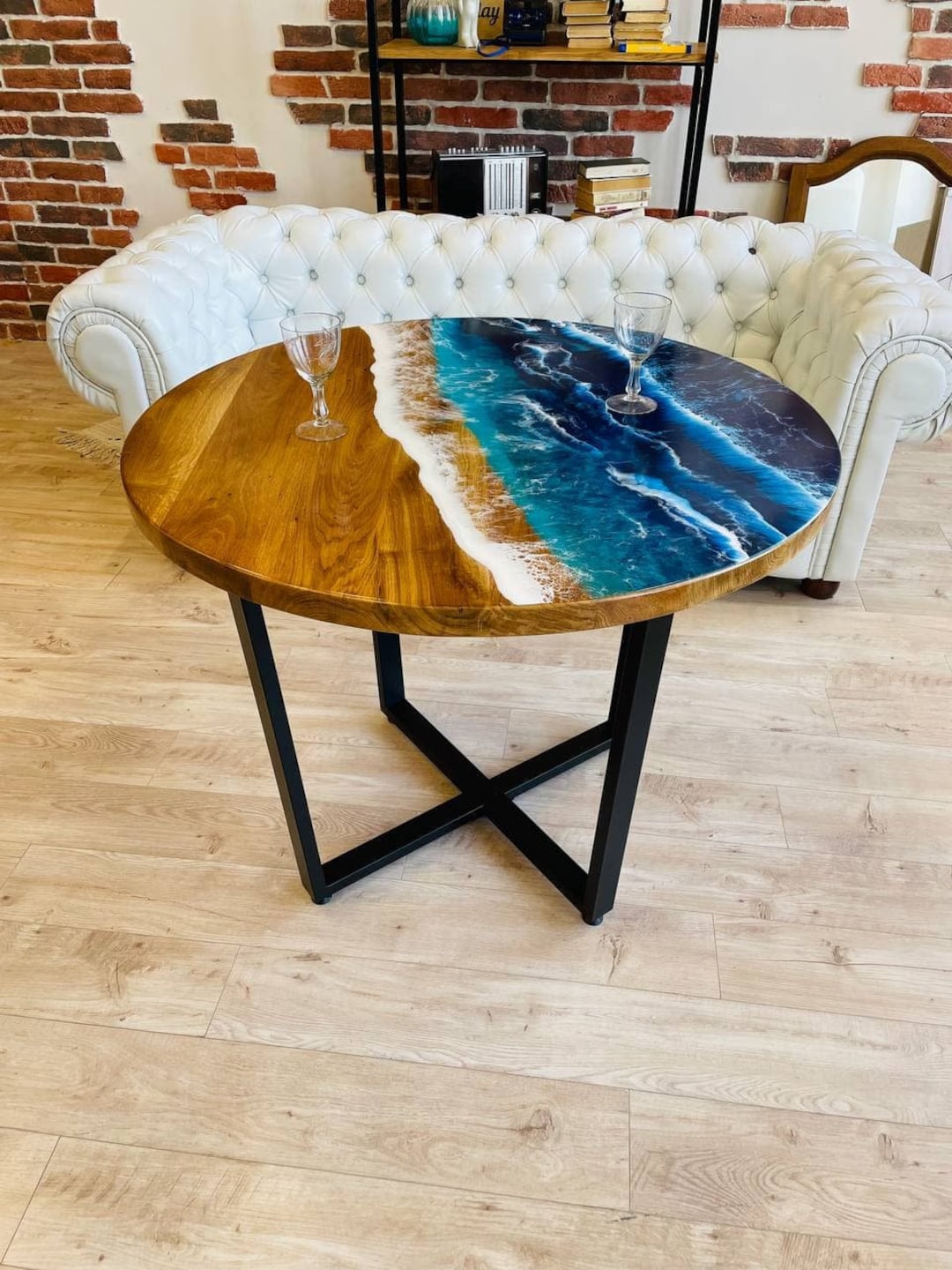 Tavolo da cucina unico rotondo e circolare, grande tavolo Art Déco