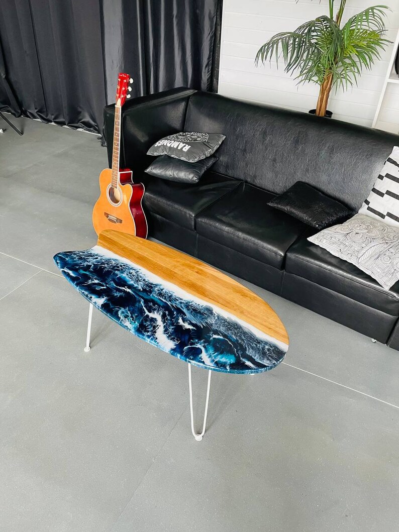 Surfboard With Epoxy Resin Ocean Waves Surfboard Wall Decor Etsy
