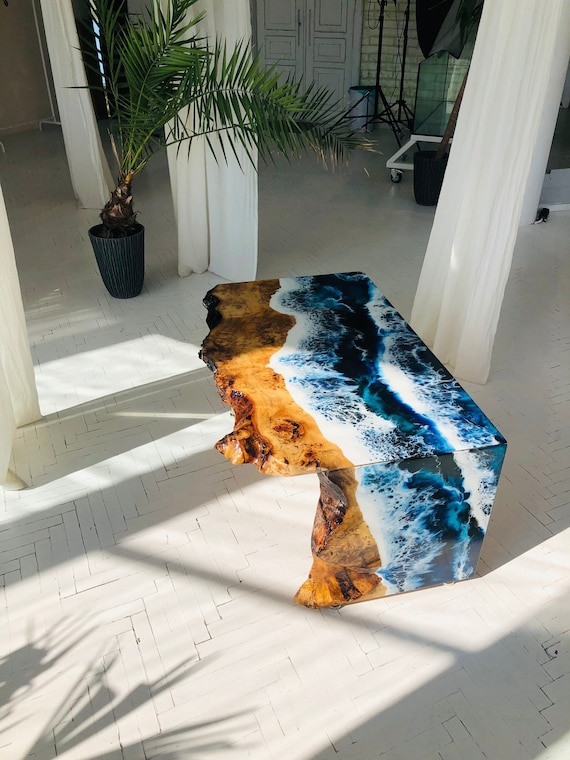 Waterfall Epoxy Coffee Table, Waterfall Resin Epoxy Table, Epoxy Resin  Table, Epoxy Table, Resin Ocean Table, Ocean Epoxy Coffee Table 