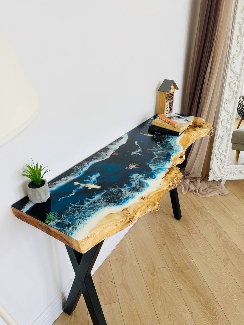 Custom Epoxy Resin Desk Wood Resin Desk Custom Office Table Etsy