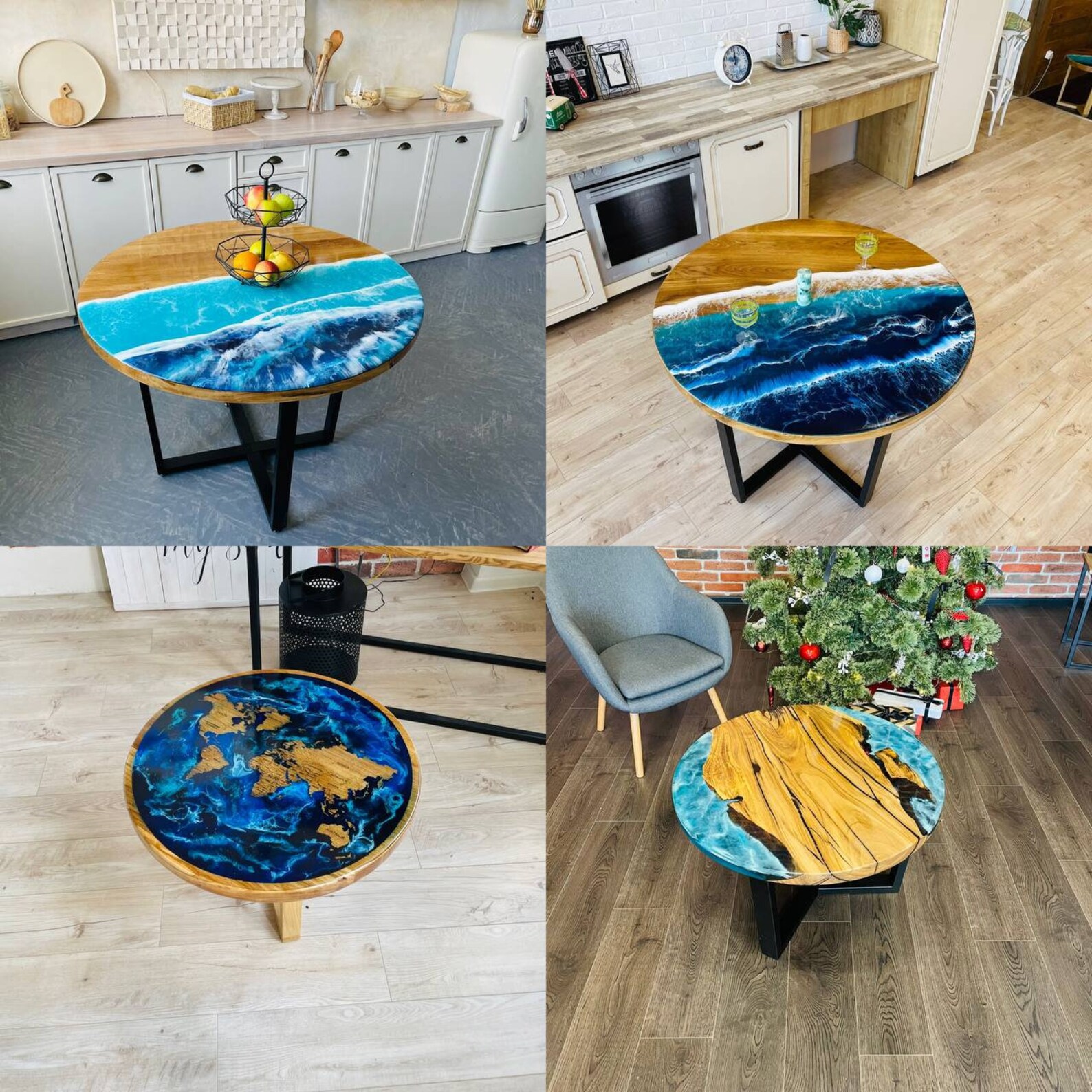 Blue Epoxy Resin River Table Custom Round Epoxy Table Custom Etsy