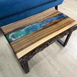 Live Edge Table, Custom Handmade Walnut Table for Living Room, Coffee Table, Rectangular Table, Coffee Table, River Table, Epoxy Resin Table