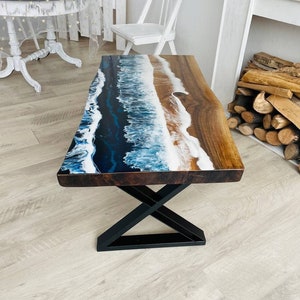 Ocean Epoxy Table, Custom Wood Dining Room Table, Accent Resin Art Furniture, Rectangle Dine Table, Bohemian Dinning Table, Mothers Day Gift