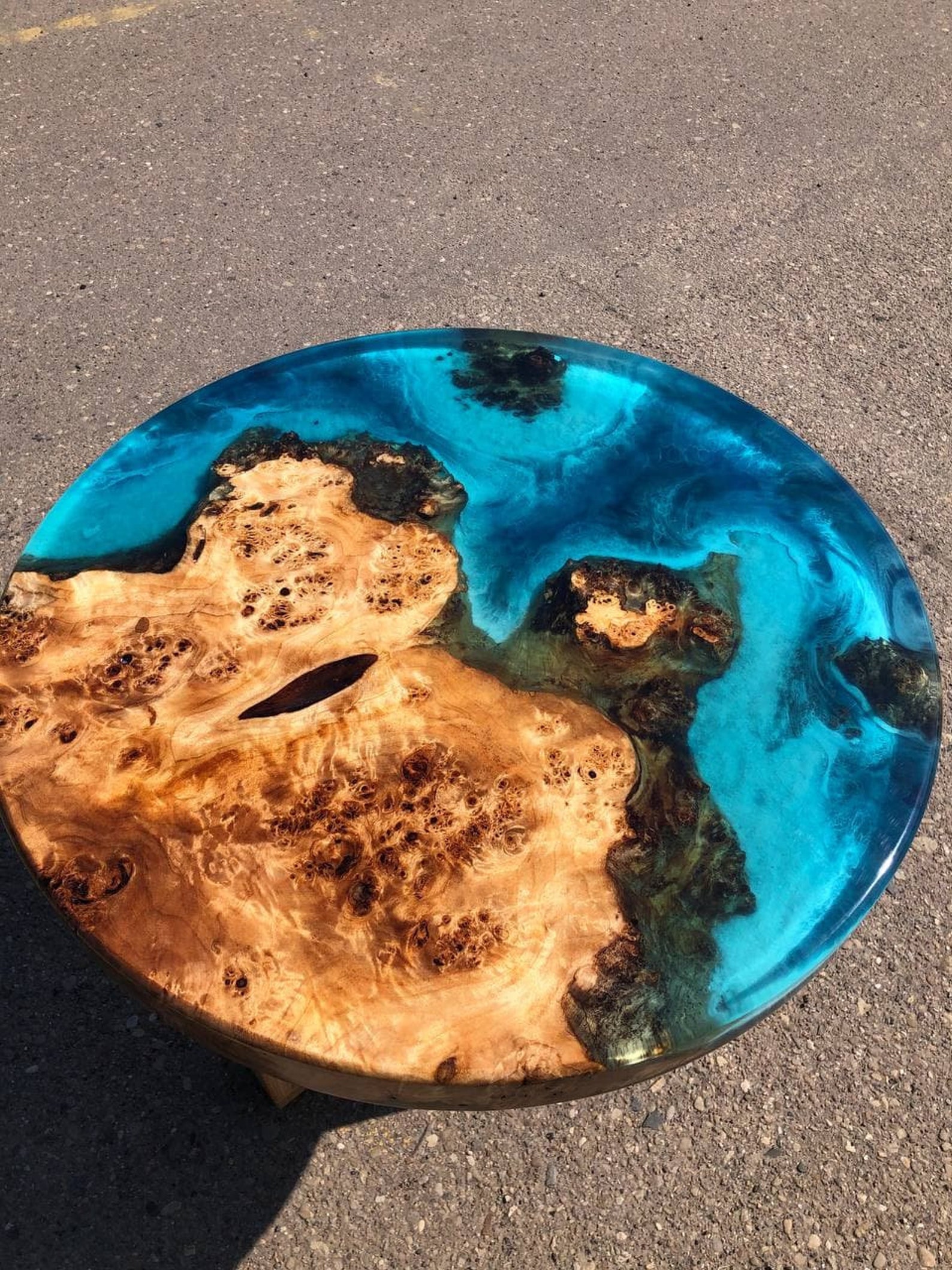 Round Epoxy resin table Clear epoxy resin table Round Living Etsy