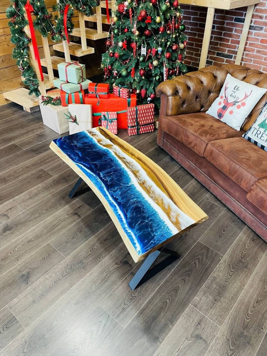 Walnut Epoxy Coffee Table Epoxy Resin Coffee Table Live Edge Etsy