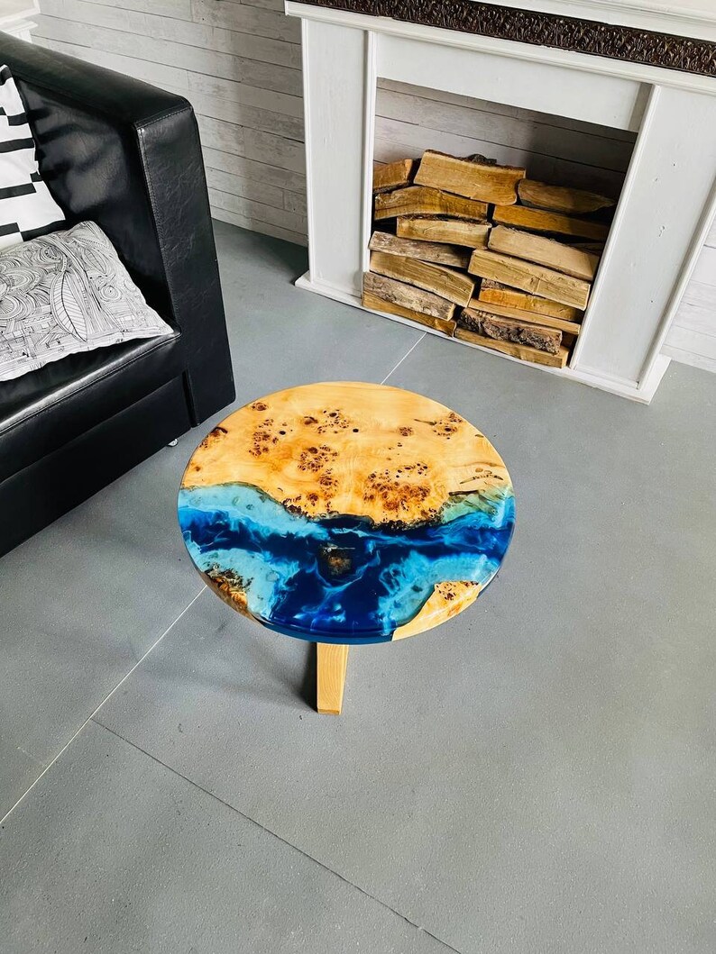 Epoxy River Coffee Table Round Resin Coffee Table Modern Etsy