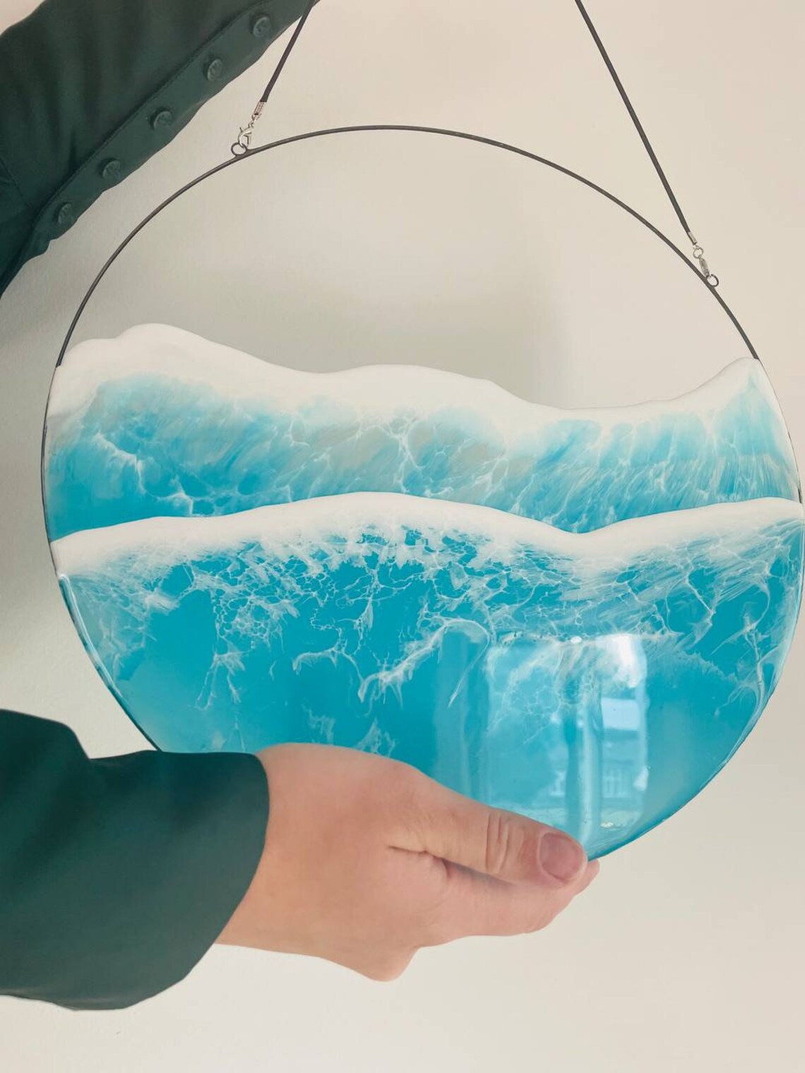 Epoxy Resin Sea Wave Beach Wall Art for Home Decor Round Etsy