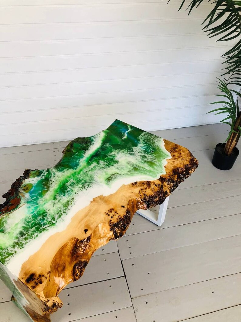 Epoxy Resin Coffee Table Live Edge Coffee Table Ocean Resin Etsy