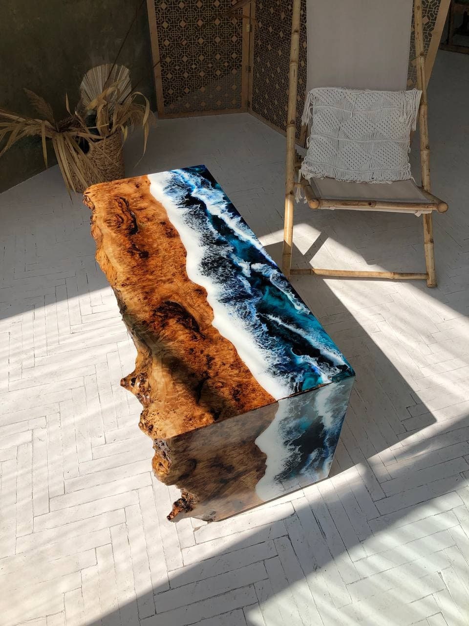 Wood Coffee Table Resin Coffee Table Ocean Waves Live Edge Etsy UK