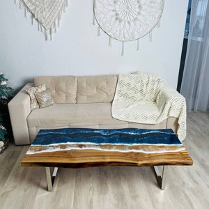 Modern Home Furniture, Live Edge Epoxy Wooden Table, Live Edge Epoxy Wooden Table, Rustic Dining Table, Solid Wood Table, Gift for Parents