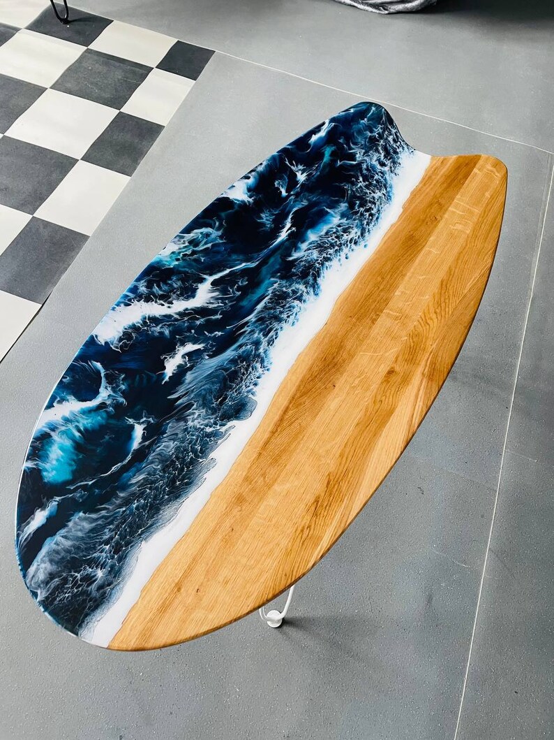 Surfboard With Epoxy Resin Ocean Waves Surfboard Wall Decor Etsy