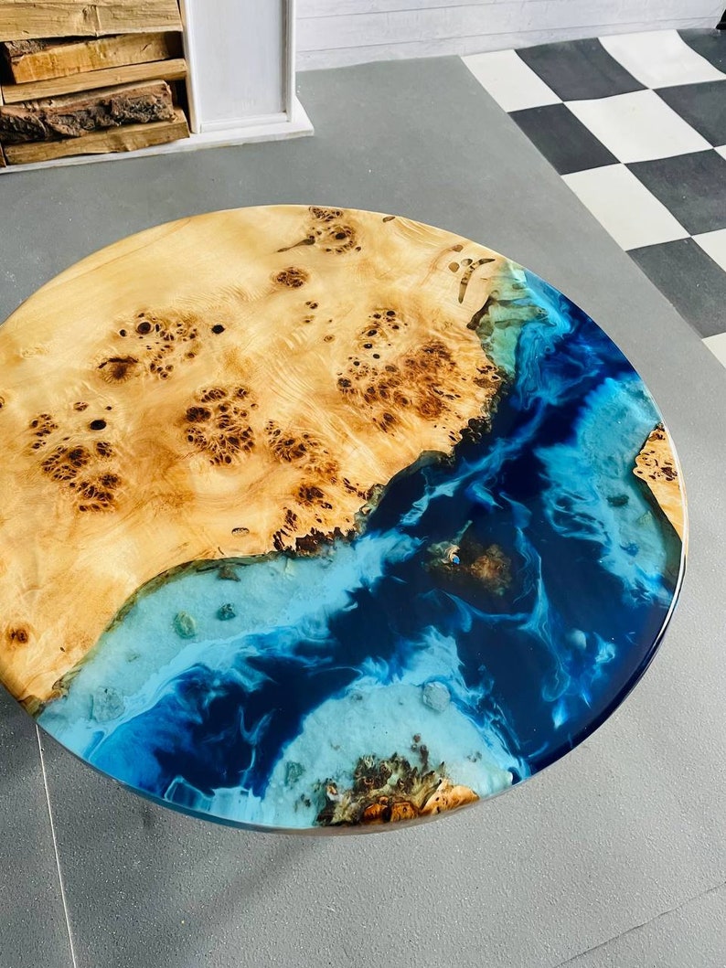 Epoxy River Coffee Table Round Resin Coffee Table Modern Etsy