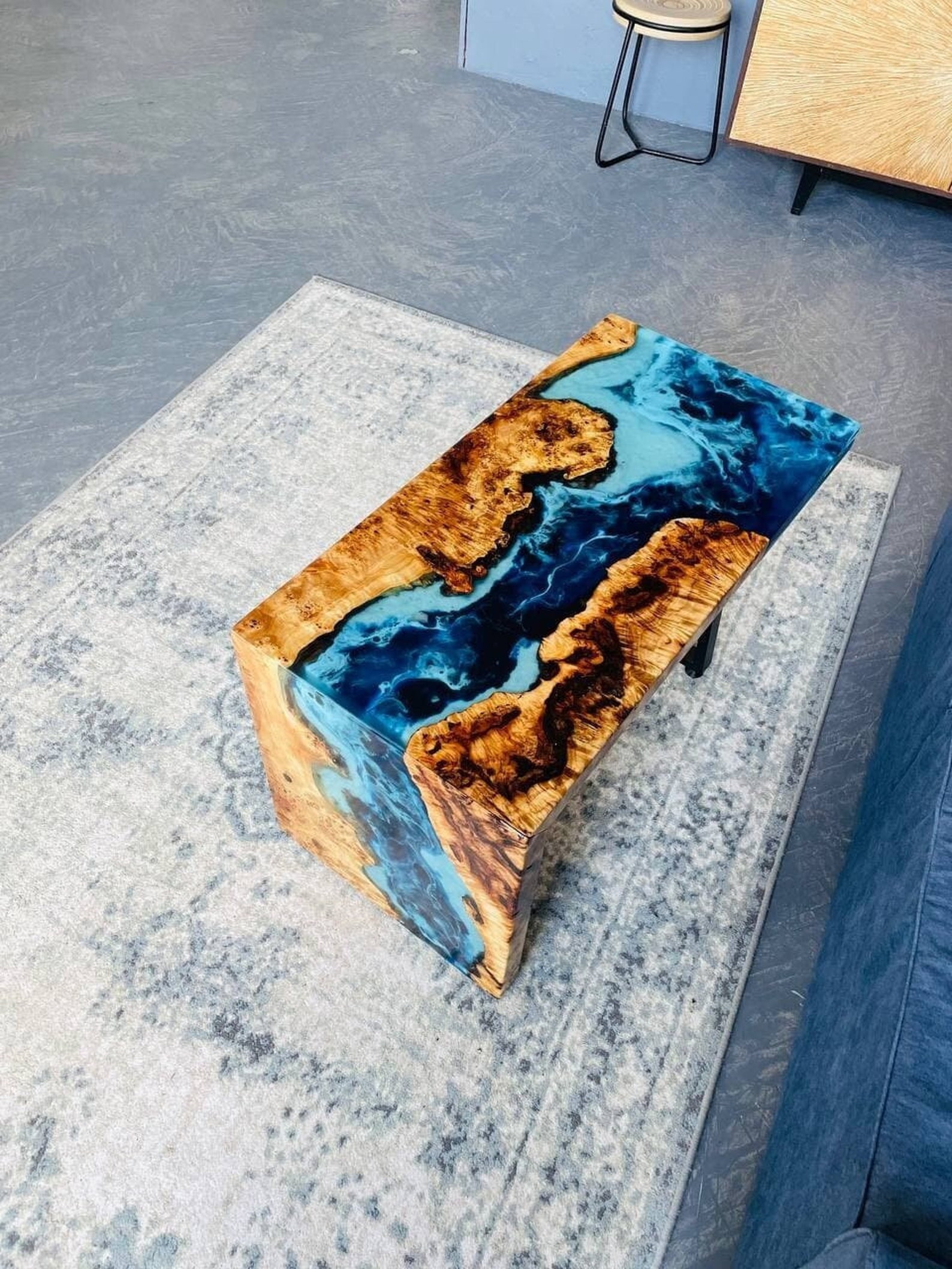 Waterfall Epoxy Coffee Table, Custom Waterfall Epoxy Table, Waterfall ...
