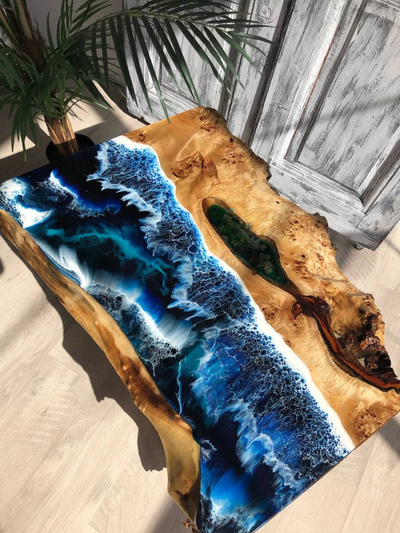 Epoxy Resin Coffee Table Beach Table Live Edge Coffee Table Etsy