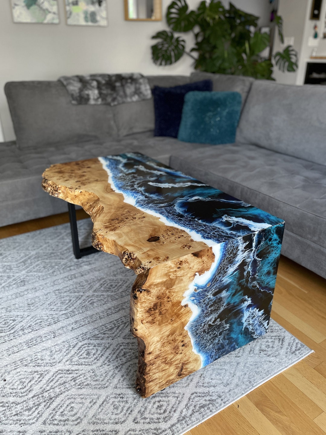 Wasserfall Epoxy Couchtisch, Ozean Couchtisch, Ozean Harz Tisch