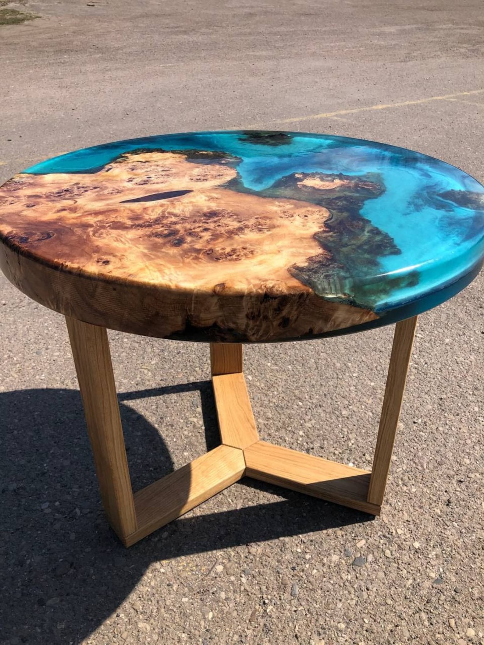 Round Epoxy Resin Table Clear Epoxy Resin Table Round Living Etsy