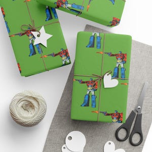 Zabawny papier do pakowania Transformers, Optimus Prime, Kolorowe opakowanie na prezenty, Niestandardowy papier do pakowania prezentów, Opakowanie urodzinowe, Opakowania świąteczne