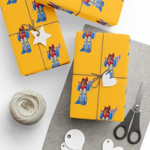 Zabawny papier do pakowania Transformers, kolorowe opakowanie na prezenty Starscream, spersonalizowany papier do pakowania prezentów, opakowanie urodzinowe, opakowanie świąteczne