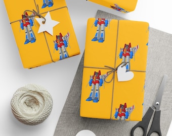Fun Transformers Wrapping Paper, Starscream  Colorful Gift Wrap, Custom Gift Wrapping Paper, Birthday Wrapping, Holiday Packaging