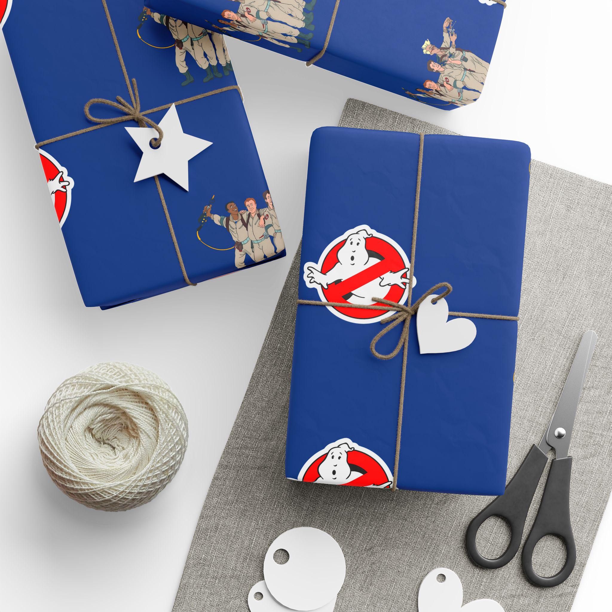 Ghostbusters Retro Wrapping Paper, White, Colorful Gift Wrap, Custom Gift Wrapping Paper, Birthday Wrapping