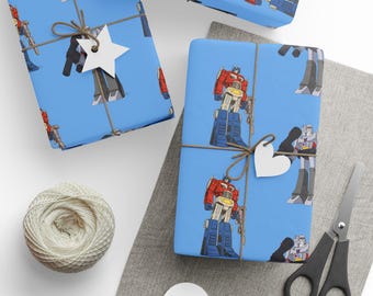 Fun Transformers Wrapping Paper, Colorful Gift Wrap, Custom Gift Wrapping Paper, Birthday Wrapping, Holiday Packaging