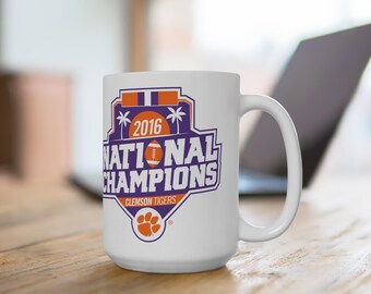Mug Clemson Tigers Champions, tasse à café 15 oz, champions nationaux 2016, marchandise Clemson, tasse hayon, esprit d'équipe