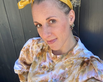 Handgeverfde Ice Dye Tie Dye gele trui 'Parkers Variety'