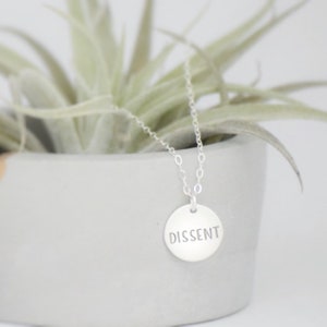RBG Dissent Sterling Silver Necklace / RBG Necklace / Ruth Bader Ginsburg Jewelry / Feminist Necklace / Vote Necklace
