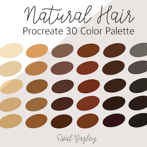 Natural Hair Procreate Color Palette / Blonde Hair ,Brown Hair , Black Hair Colors / Human Portrait Paint Color / iPad App/ Instant Download