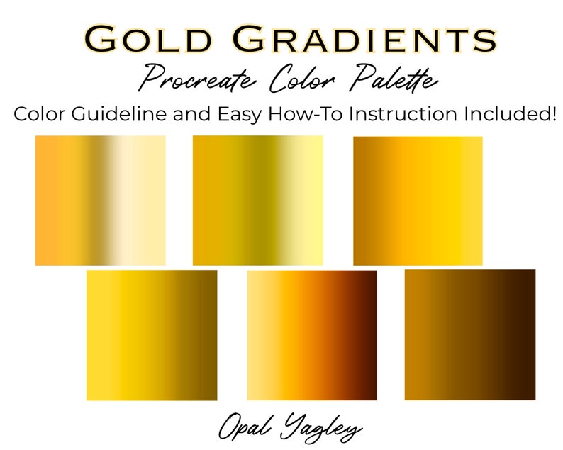 Gold Gradient Procreate Color Palette / Procreate Metallic Colors / Metallic Gradients