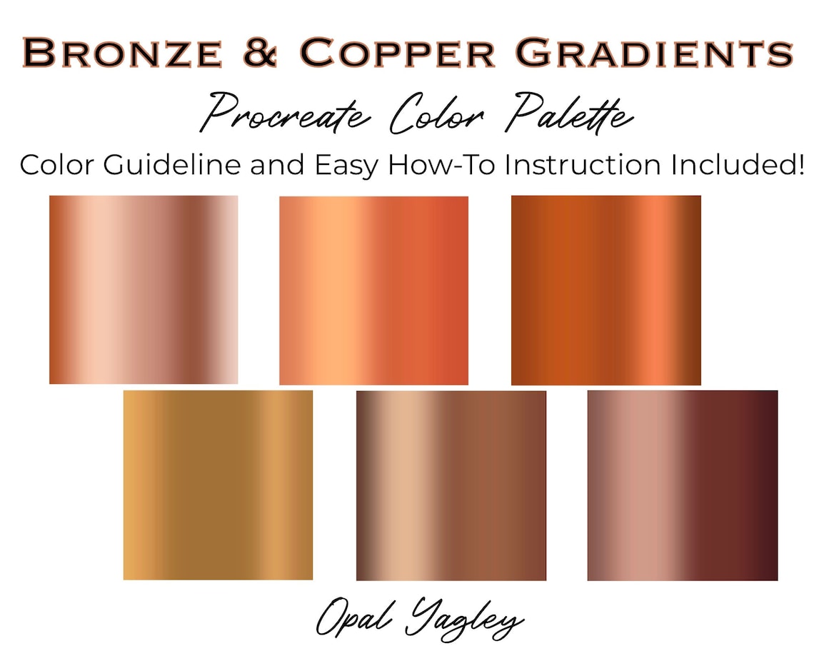 Bronze & Copper Procreate Color Palette / Procreate Metallic Color for Gradients / Metal Color