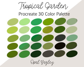 Tropical Garden/ 30 Procreate Color Palette / Green Color Palette/ Digital Color Swatches/ Procreate Tool/ iPad App