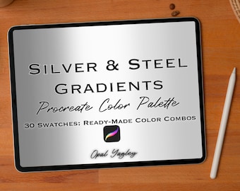 Silver & Steel Gradient Procreate Color Palette / Procreate Metallic Colors / Silver Gradients/ Metallic Steel / Instant Download / iPad