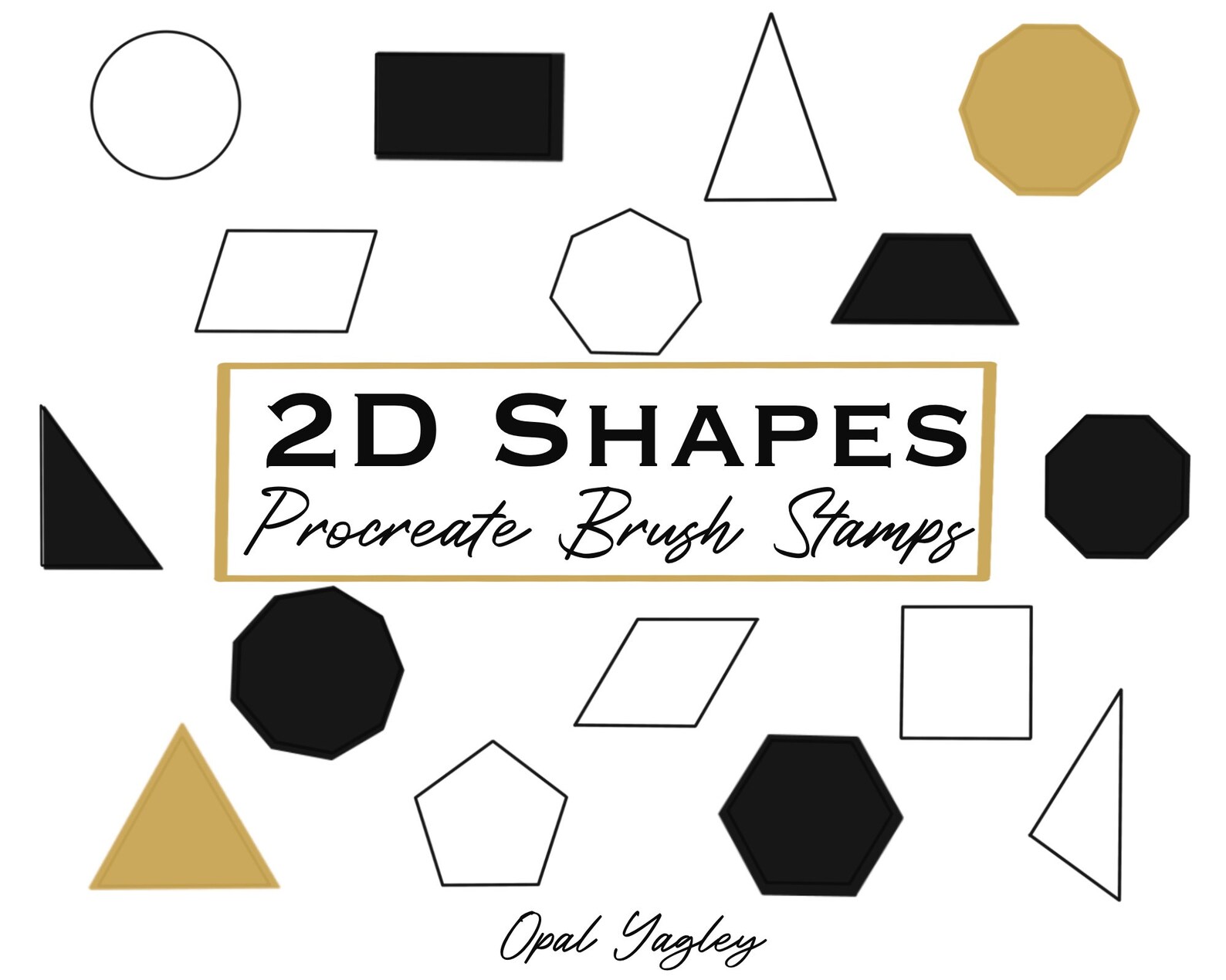 2D Geometric Shapes Procreate Brush Stamps / 32 Shapes / 16 | Etsy